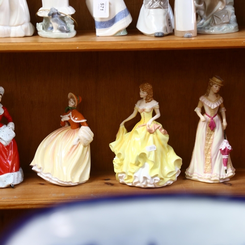 572 - A group of 4 Royal Doulton pretty ladies figures, and Royal Doulton Samantha (5)