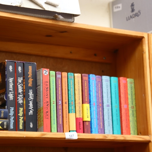 587 - A set of 13 Lemony Snicket books and autobiography, Harry Potter and His Dark Materials books etc