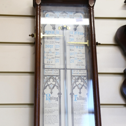 621 - A reproduction mahogany-cased Fitzroy barometer with thermometer, H100cm