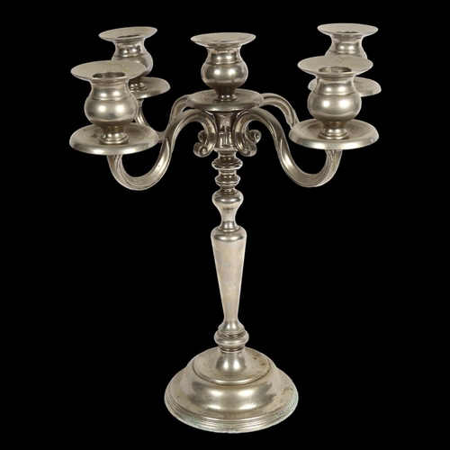 904 - A 4-branch silver plated table candelabra, H34.5cm