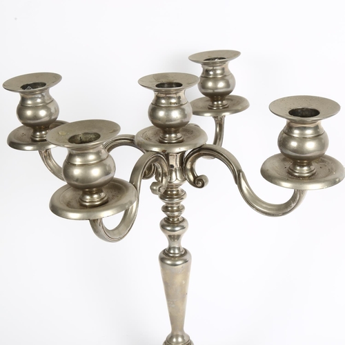 904 - A 4-branch silver plated table candelabra, H34.5cm