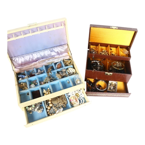 921 - 2 jewellery boxes complete with various costume jewellery