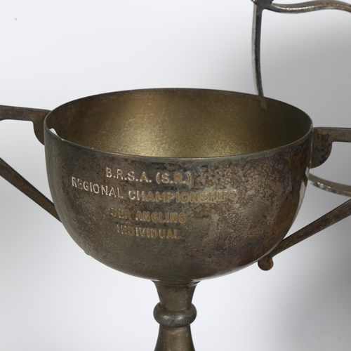 954 - A large silver plated 2-handled trophy, for B.R.S.A. (S.R.) Regional Championships Sea Angling Team,... 