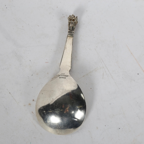 1006 - MARIUS HAMMER, BERGEN, NORWAY - a baptismal spoon, impressed 830, L15cm