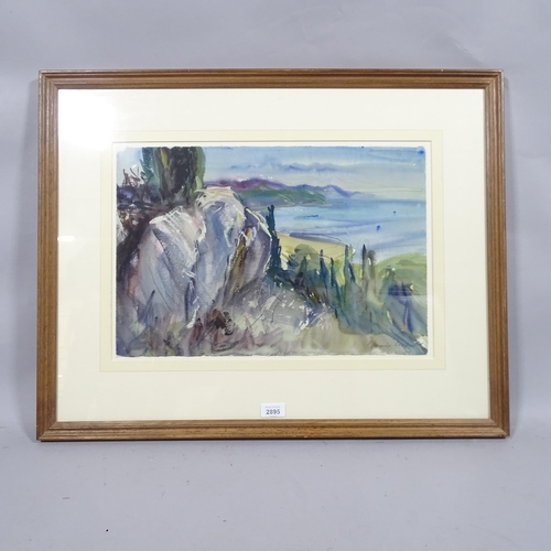 2895 - Anthony Bream (born 1943), rocks Corfu, watercolour, signed, 34cm x 49cm, framed