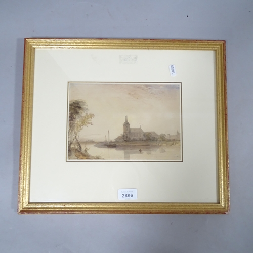 2896 - Alfred Gomersal Vickers (1810 - 1837), a church in Russia or Poland, watercolour, 16cm x 23cm, frame... 