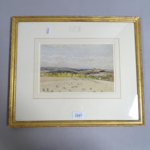 2897 - Henry Stock (1825 - 1909), a view of Stebbing Essex, pencil and watercolour, 16cm x 24cm, framed