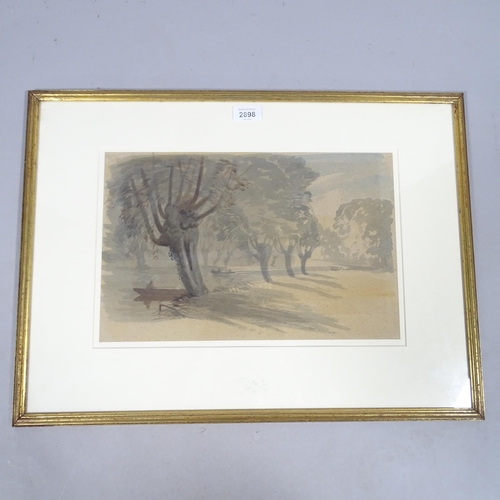 2898 - 19th century English School, boating scene, watercolour, 24cm x 37cm, framed