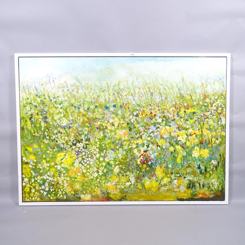 2943 - Clive Fredriksson, a large oil on board, painting of wild flowers, 100cm x 140cm, framed