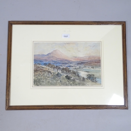 2907 - Samuel Bough (1822 - 1878), extensive landscape, watercolour, 21cm x 32cm, framed