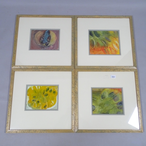 2953 - 4 x 20th century abstract watercolours, unsigned, 18cm x 21cm, framed (4)