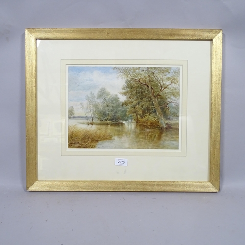 2920 - Late 19th century British School, a Thames backwater, watercolour, unsigned, 24cm x 33cm, framed