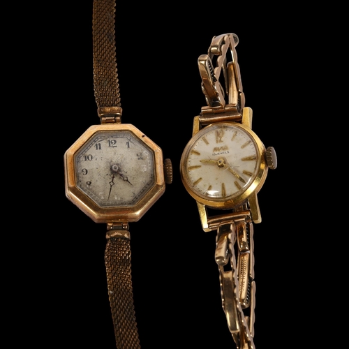 976 - A lady's 9ct gold cased wristwatch and plated strap, and a lady's Avia wristwatch, with a 9ct gold e... 