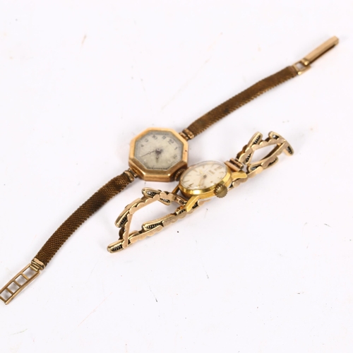 976 - A lady's 9ct gold cased wristwatch and plated strap, and a lady's Avia wristwatch, with a 9ct gold e... 