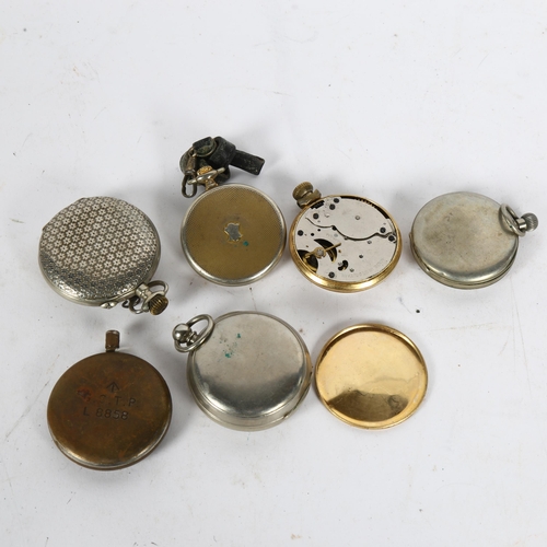 978 - 6 various chrome-case top and key wind pocket watches