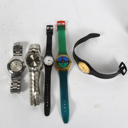 979 - 4 various Swatch watches, and a Tag Heuer wristwatch (5)