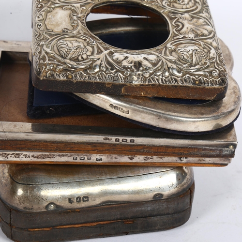 999 - 3 silver-fronted photo frames, silver-fronted travelling pocket watch case, and another