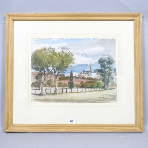 2801 - Roland Pitchforth, extensive landscape, watercolour, signed, 29cm x 38cm, framed