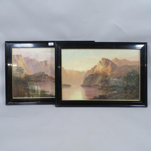 2808 - F E Jamieson, pair of Highland landscapes, oil on canvas, signed, 41cm x 61cm, framed