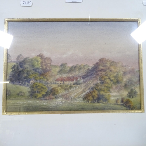 2811 - A 19th century watercolour, landscape scene with houses in the background, unsigned, there is howeve... 