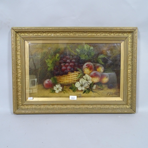 2821 - A Victorian fruit and floral still life oil, signed by E Chester, 45cm x 65cm, framed