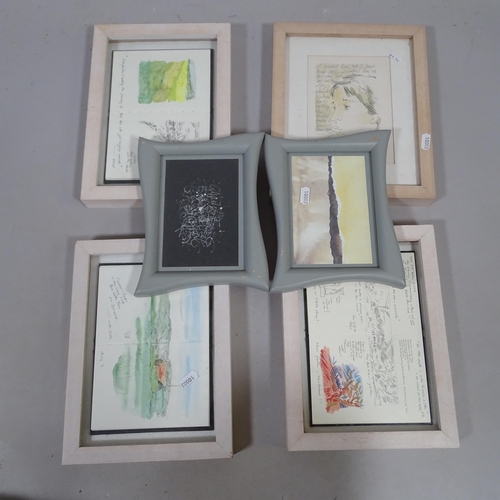 2841 - Pauline Morris, a group of 3 framed sketchbooks, depicting various landscape scenes by artist, an ad... 