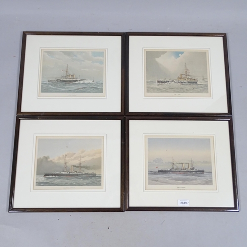 2849 - William Frederick Mitchell (circa 1890), a group of 4 chromolithographs, including H.M.S Rodney, HMS... 