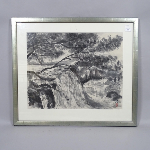 2852 - Kuniko Anan Bartlett, a 20th century sumi on paper, titled forest waterfall, signed by artist with C... 