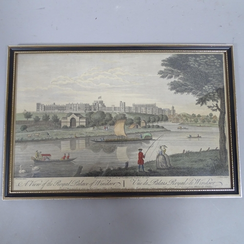 2858 - A framed and glazed print, Royal Palace Windsor, published 1751, 2 Victorian watercolours, 1 Marlow ... 