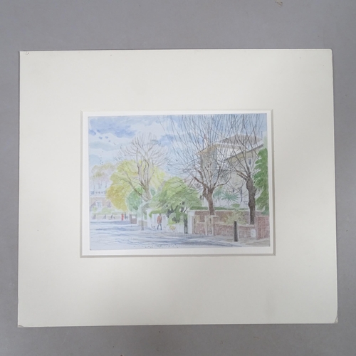 2874 - Charlotte Halliday (born 1935), street scene, watercolour, 15cm x 20cm, mounted