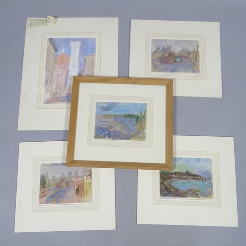 2876 - Austin Taylor (1908 - 1992), 5 coastal and village scenes, 1 framed + 4 mounted (5)