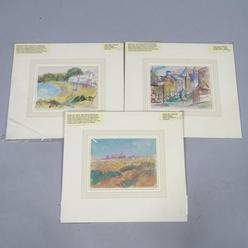 2877 - Austin Taylor (1908 - 1992), 3 scenes in Brittany, 13cm x 17cm, mounted (3)