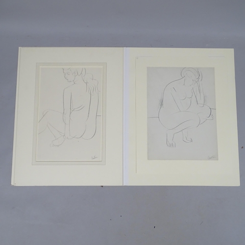 2884 - Austin Taylor (1908 - 1992), 2 life study sketches, charcoal on paper, signed, 38cm x 28cm, mounted ... 