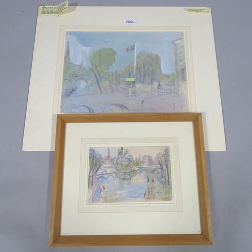 2886 - Austin Taylor (1908 - 1992), Paris, watercolour/body colour, signed, 25cm x 34cm, mounted, together ... 