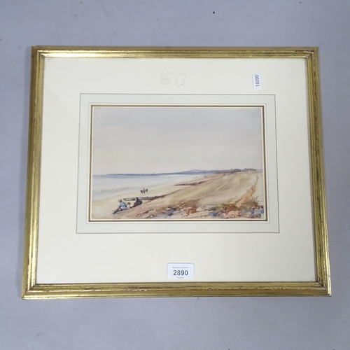 2890 - Charles Grey Graves (1783 - 1852), beach scene, watercolour, 17cm x 26cm, framed