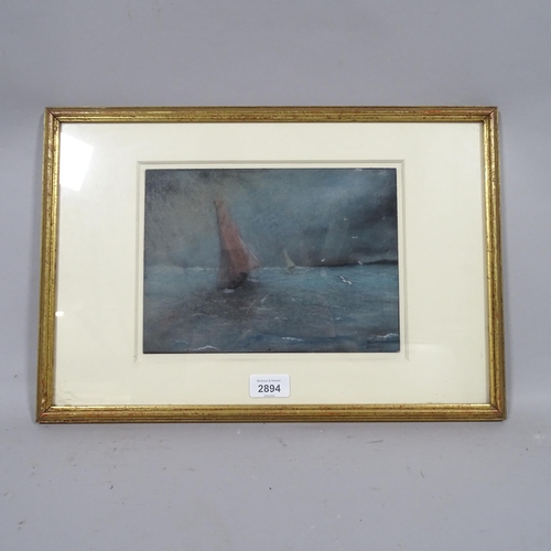 2894 - Florence Hardy (circa 1860 - 1933), moonlit fishing fleet, coloured pastels, signed, 18cm x 24cm, fr... 