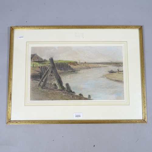 2899 - Thomas Hammond (1854 - 1935), estuary at low tide, coloured pastels on paper, signed, 24cm x 40cm, f... 