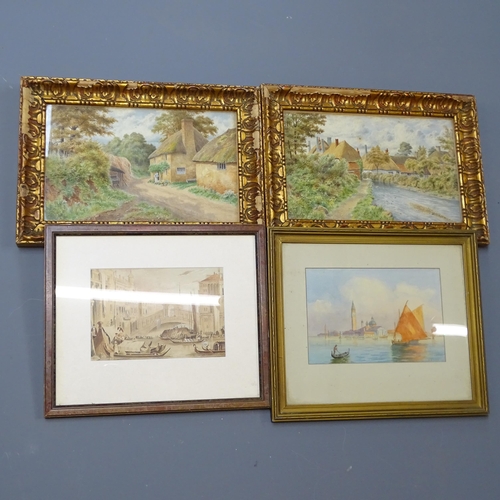 2935 - A group of assorted pictures and prints, including various oils on canvas, oil on board, watercolour... 