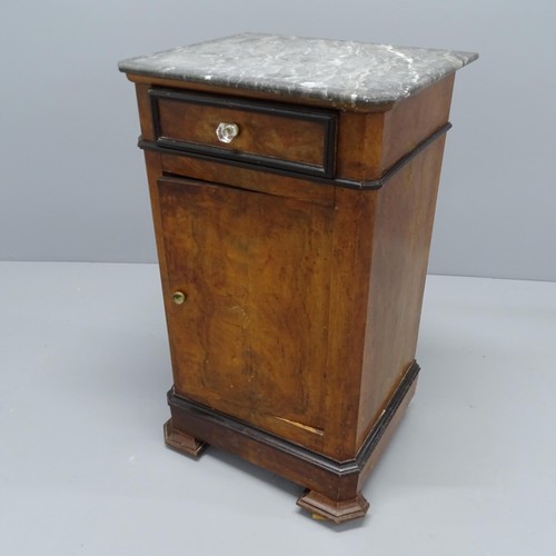 2242 - A French walnut marble topped pot cupboard. 44x7437cm