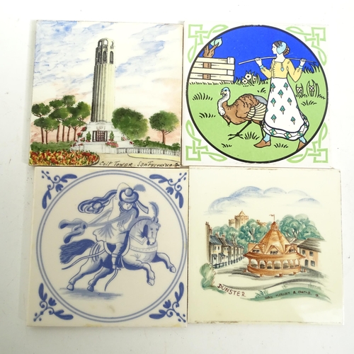 520 - 36 Vintage tiles, including Poole, Dorincourt, Packard and Ord, including framed tiles, various desi... 