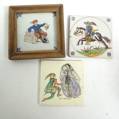 520 - 36 Vintage tiles, including Poole, Dorincourt, Packard and Ord, including framed tiles, various desi... 