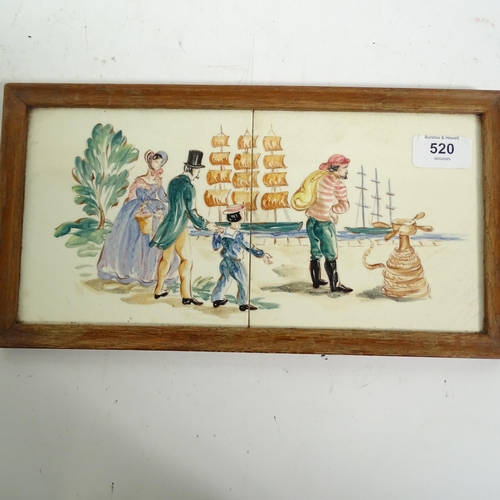 520 - 36 Vintage tiles, including Poole, Dorincourt, Packard and Ord, including framed tiles, various desi... 