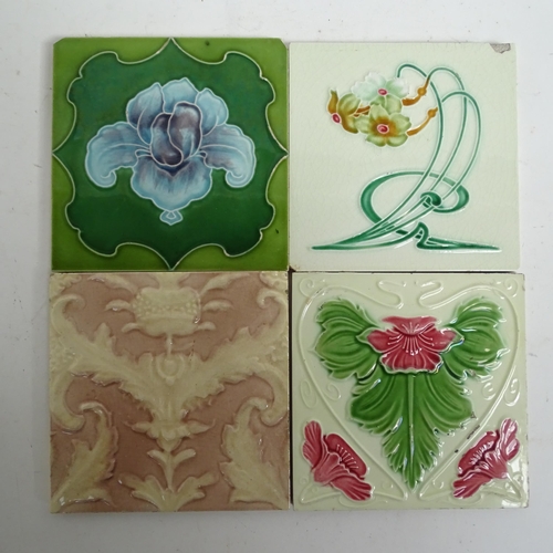 524 - 25 various Art Nouveau tiles, some with tube-lined decoration