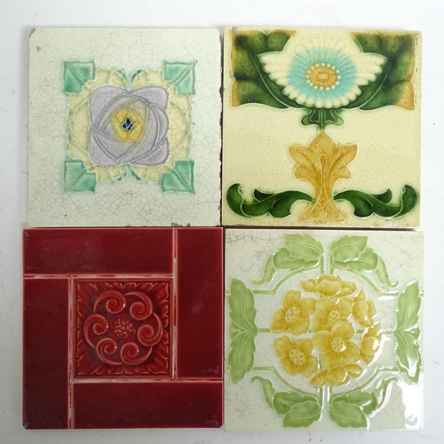 524 - 25 various Art Nouveau tiles, some with tube-lined decoration