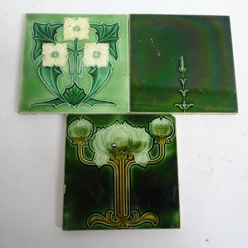 524 - 25 various Art Nouveau tiles, some with tube-lined decoration