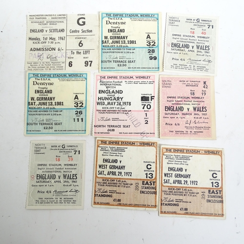 669 - A quantity of England International Football ephemera, including various programmes, used ticket stu... 