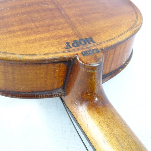 692 - NATCH HOPF - a Vintage German violin, no labels, but markings on the reverse body of the violin, vio... 