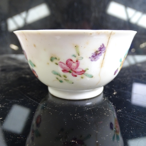 564 - A pair of Chinese famille rose tea bowls and matching saucer, and another Chinese porcelain tea bowl... 