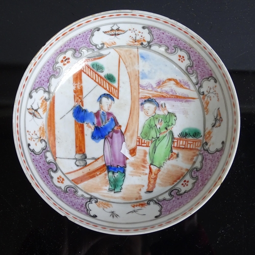 564 - A pair of Chinese famille rose tea bowls and matching saucer, and another Chinese porcelain tea bowl... 