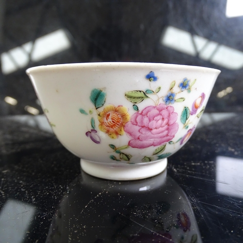 564 - A pair of Chinese famille rose tea bowls and matching saucer, and another Chinese porcelain tea bowl... 